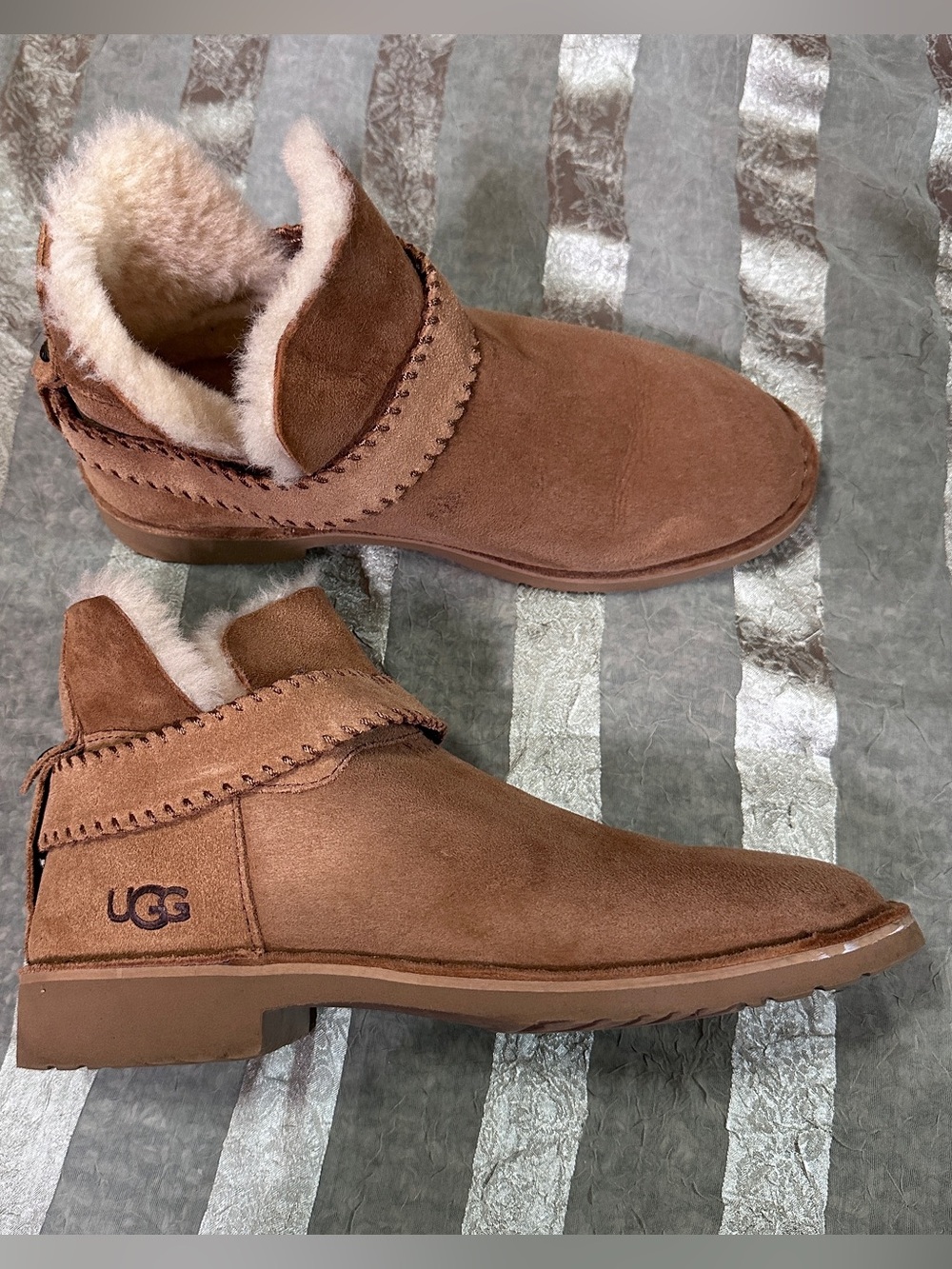 UGG Chestnut Suede Shearling-Lined McKay Ankle Boots